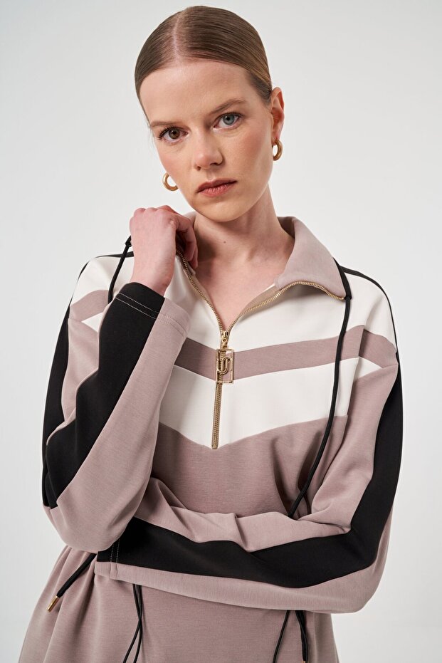 Fermuar Yaka Mini Elbise - 3