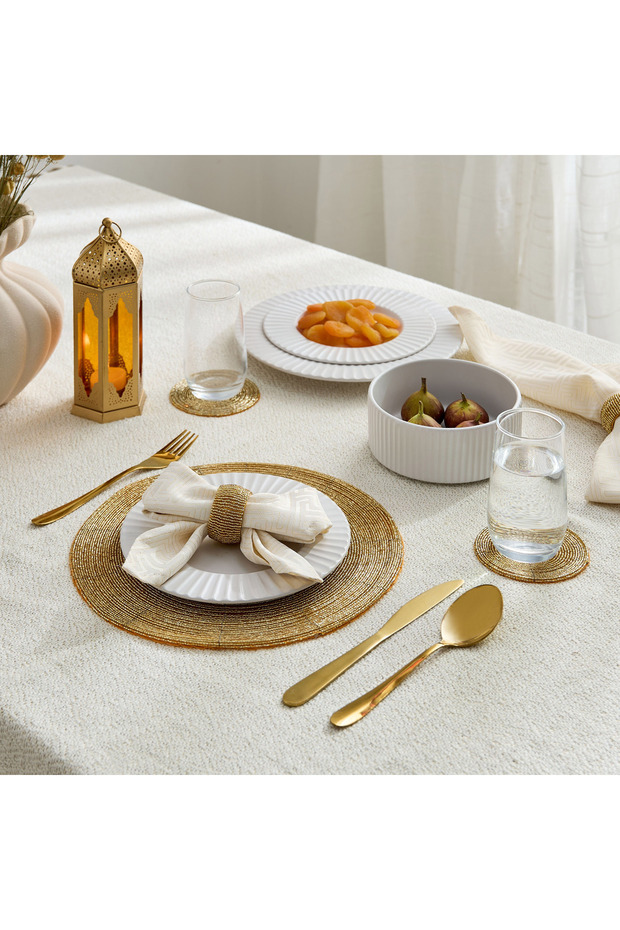 مفرش طاولة من الخرز اللامع - 30 سم - 4