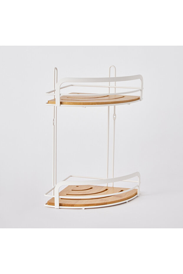 رف زاوية صديق للبيئة من الخيزران مكون من طبقتين - 6