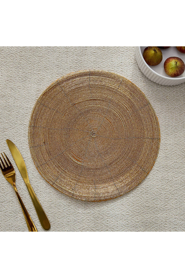 مفرش طاولة من الخرز اللامع - 30 سم - 1