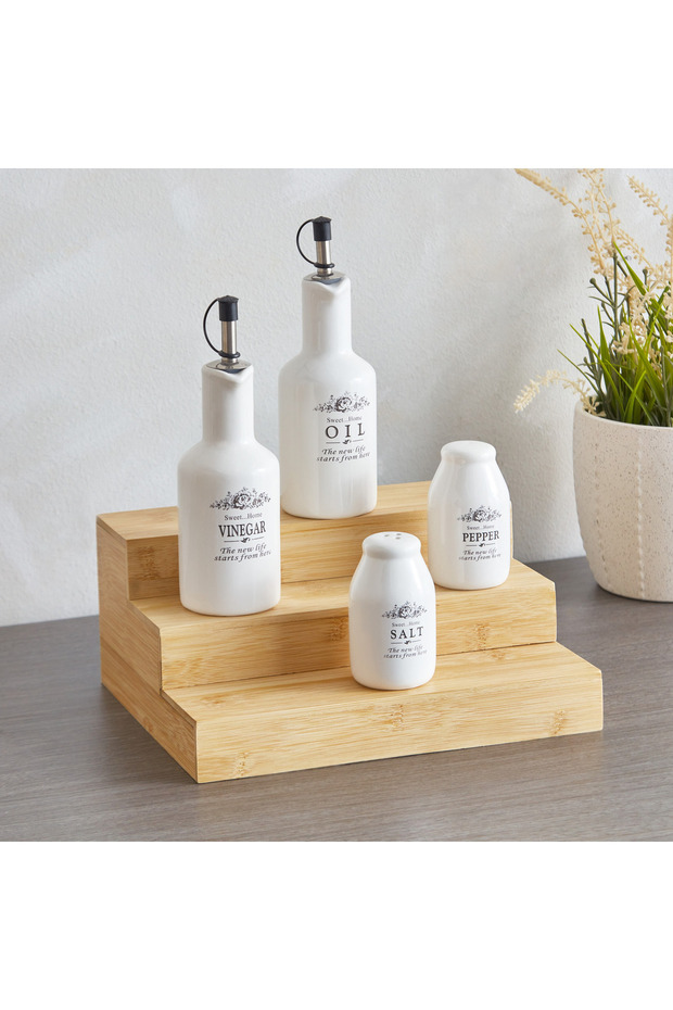 رف توابل من الخيزران بثلاث طبقات - 1