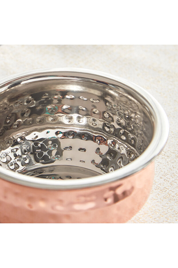 وعاء تقديم نحاسي لامع مع لمسة نهائية مطروقة - 3