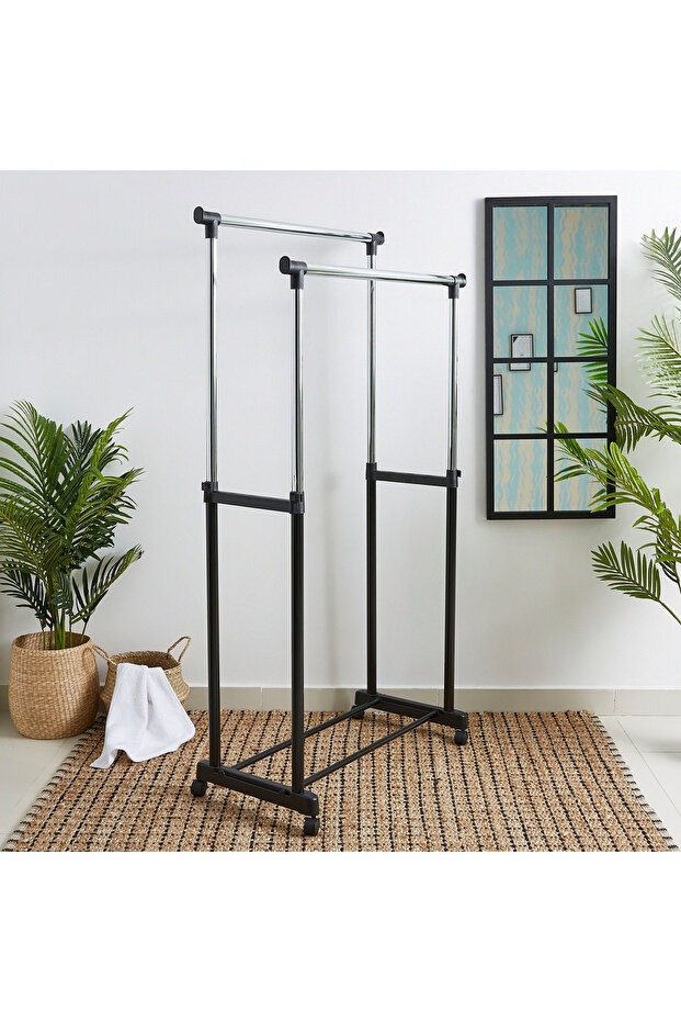 رف ملابس مزدوج من اللازورد مزود بعجلات - 1