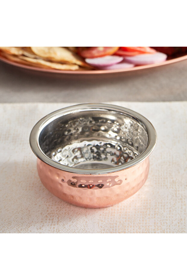وعاء تقديم نحاسي لامع مع لمسة نهائية مطروقة - 2