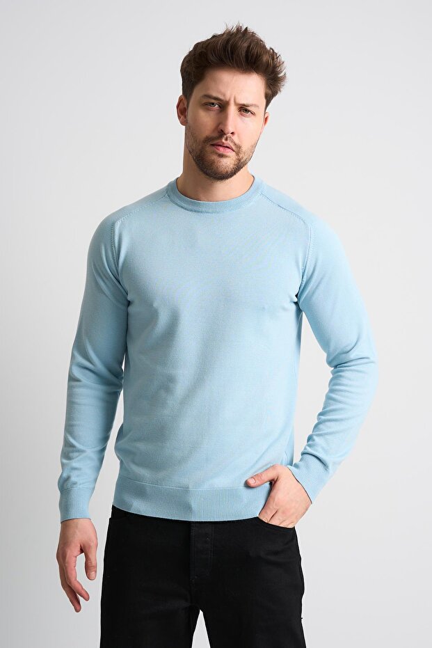 Crew Neck Basic Knitwear Sweater - 1