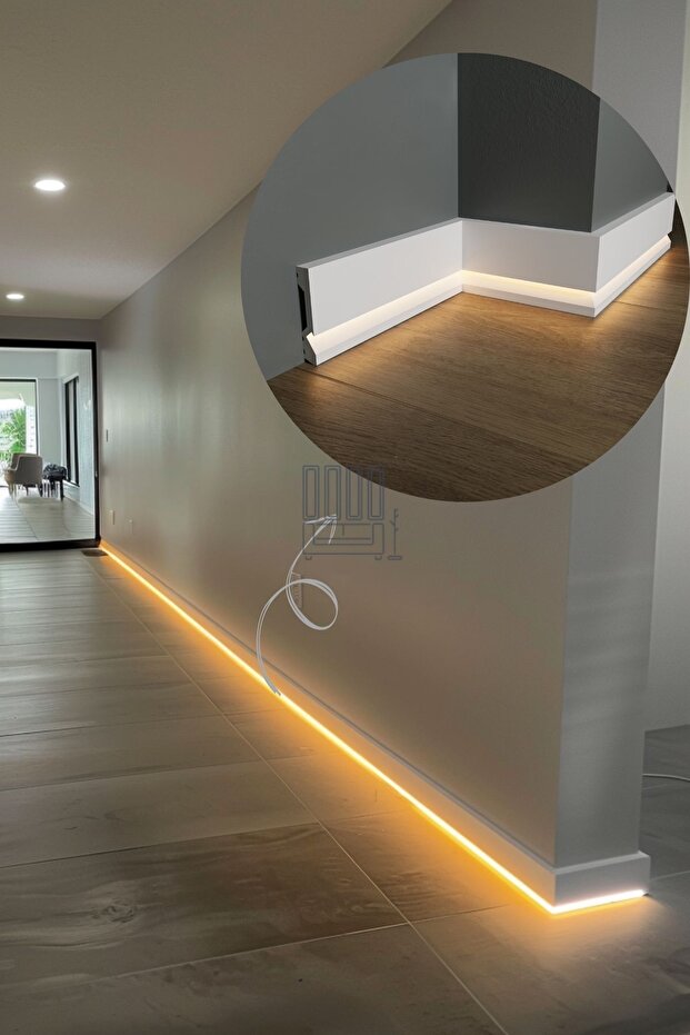 TheAccentWall Ledli 10cm Süpürgelik, Beyaz Polimer, Suya Dayanıklı ...