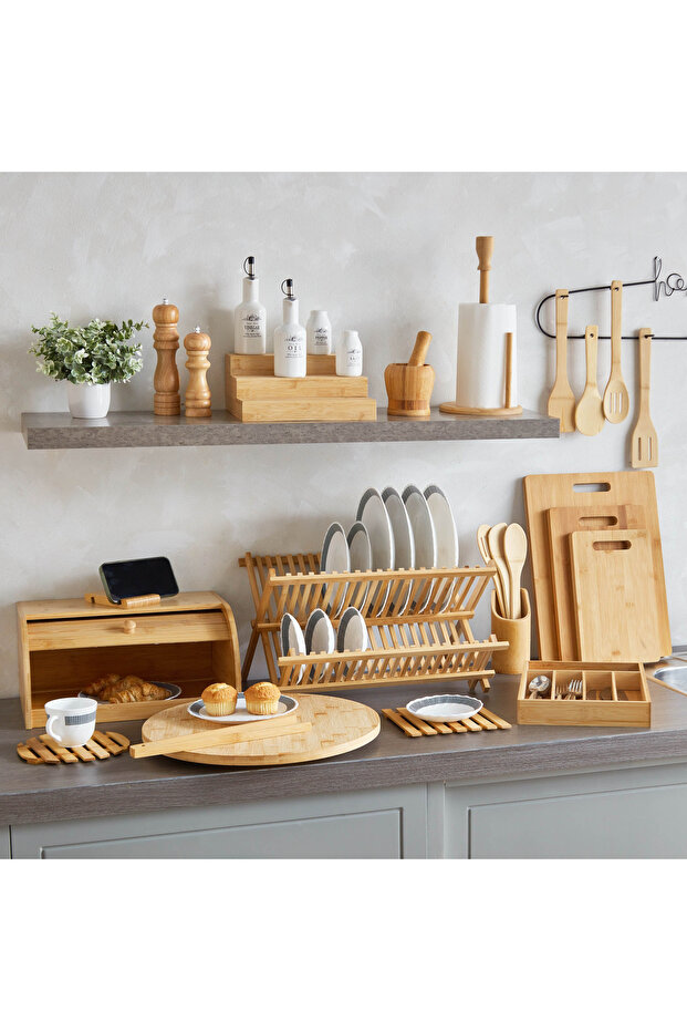 صينية تقديم مربعة من الخيزران - 18 سم - 6