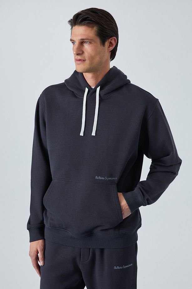 NARCISO Erkek Yumuşacık İçi Polarlı Antrasit Sweatshirt - 1