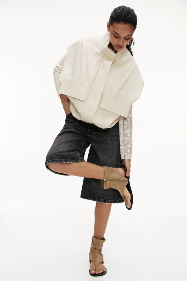 Bot tarzında deri sandalet - 5