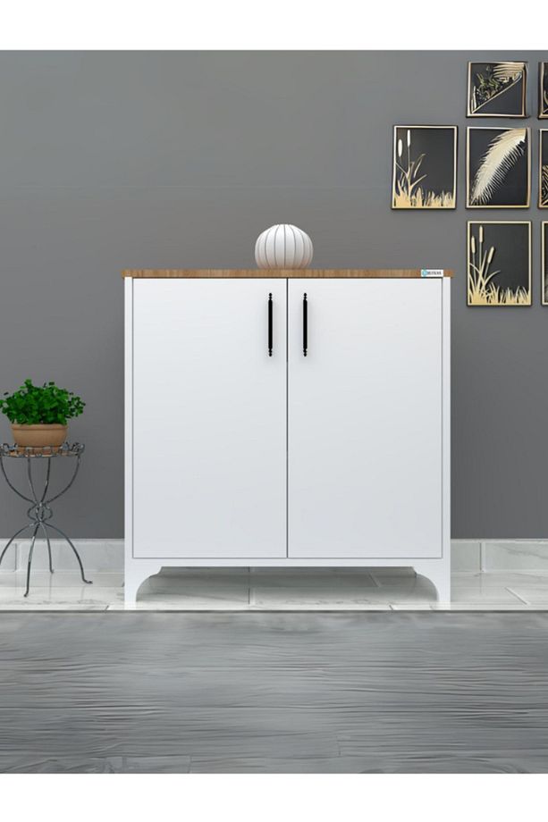 %100 Mdf 2 Kapaklı Küp Üstü Desenli Ayakkabılık - 4