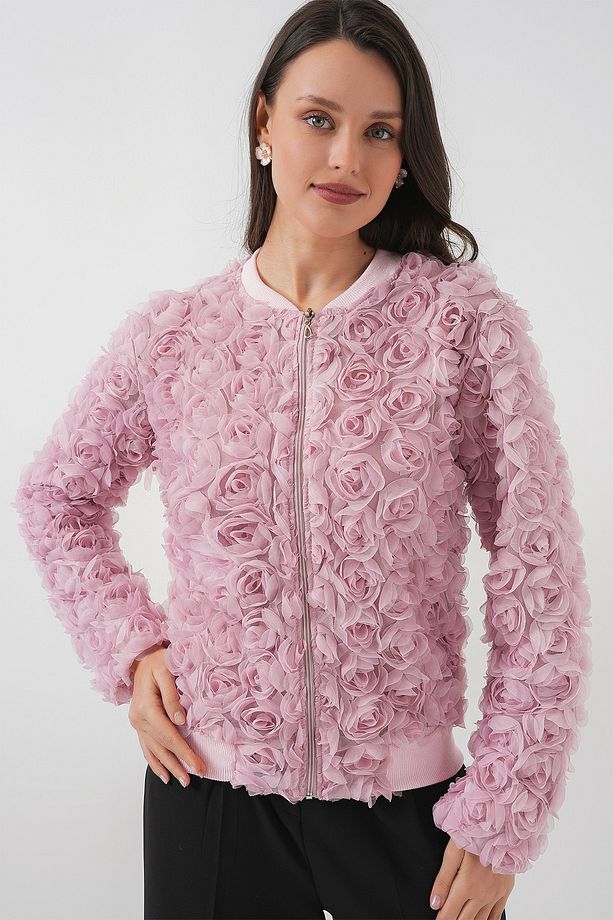 0719 Güllü Ceket - Pembe - 4