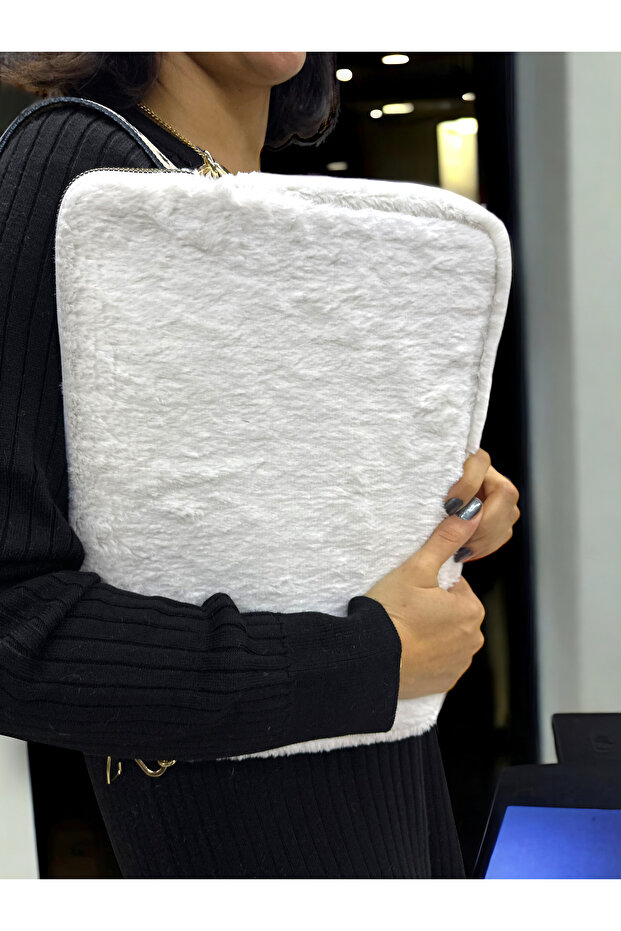 Toscase White Plush MacBook Bag - 13-13.3-14 Inch - 5