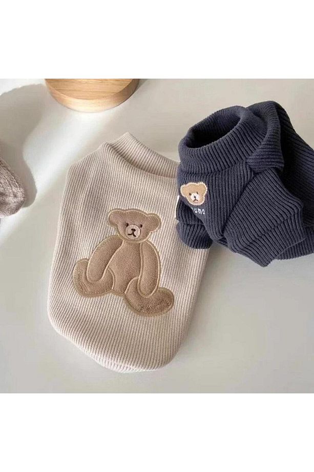Sevimli Köpek Giysileri Kış Teddy Alt Köpek Gömlek Yavru Bira Örme Iki Bacaklı Giysi Pomeranian Köpe - 3