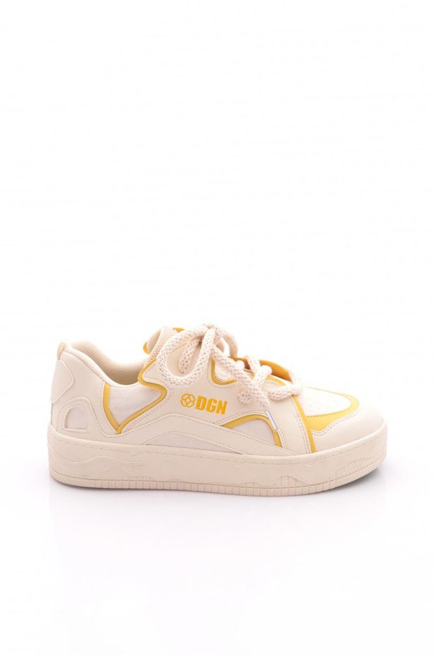 Women's Thick Comfortable Sole Lace-Up Casual Sports Shoes Sneaker Mustard