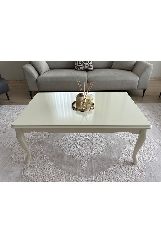 Mdf Ultra Lüks Büyük Boy Lükens Krem Orta Sehpa - 4