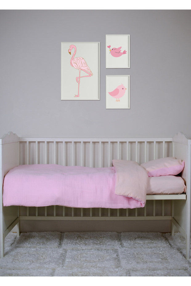 100% Cotton Muslin-Akfil Baby Duvet Cover Set Suitable for Reversible Use