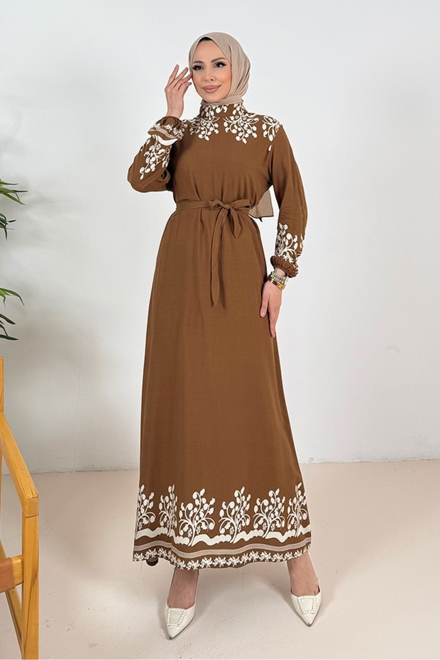 Delar Viscose Dress 1349 - Brown Color