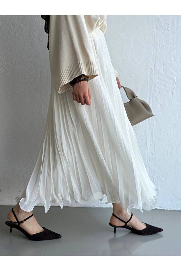 Piliseli Şifon Etek - 5