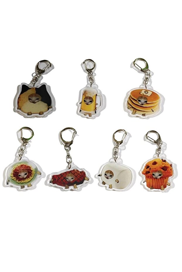 food keyring Funny Keychain Cat Head Expression Keychains Food Friut Keyring Car Backpack School Bag