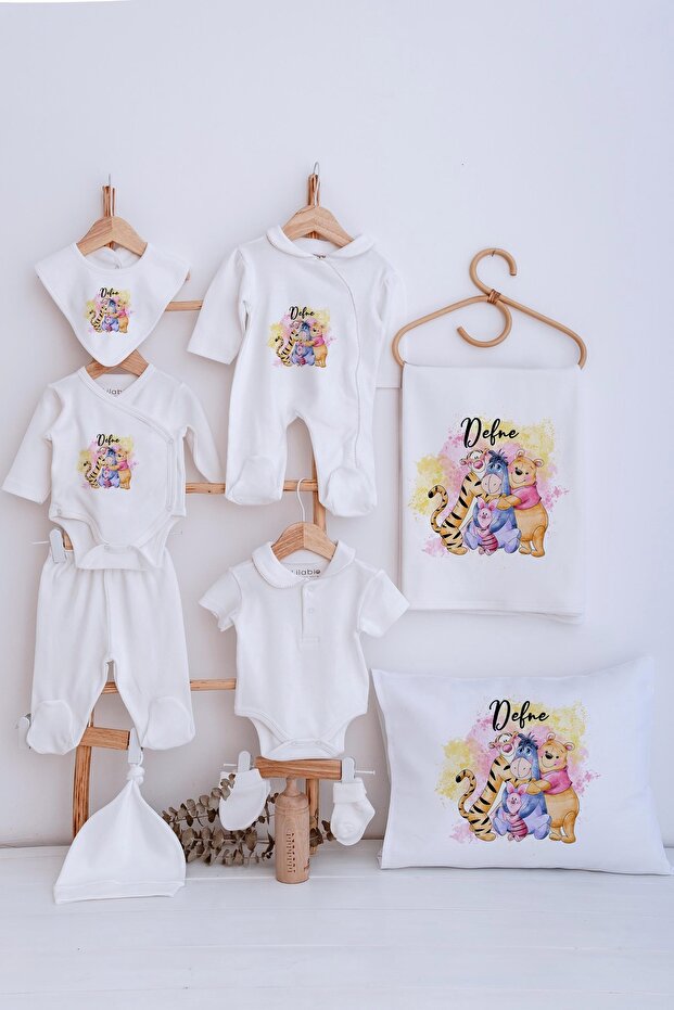 Bebe Yaka İsme Özel Delux 12li Hastane Çıkışı Winnie - 1