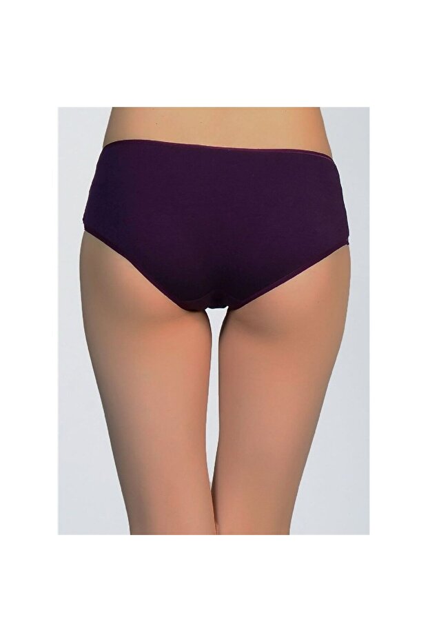 467 Pamuklu Dantelli Normal Külot - Mürdüm - 2