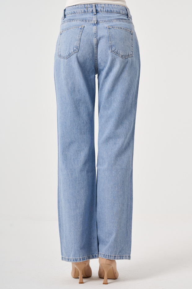Geniş Paça Jean Pantolon - 4