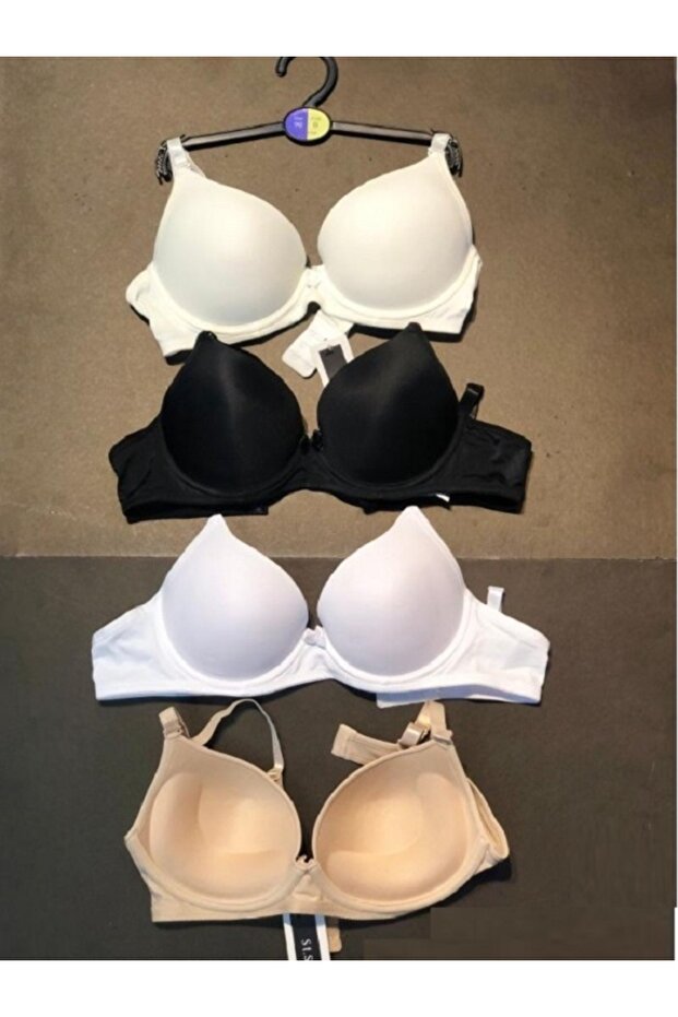 4 Pieces of Finger-Filled Model Bras Black-White-Nude-Ecru