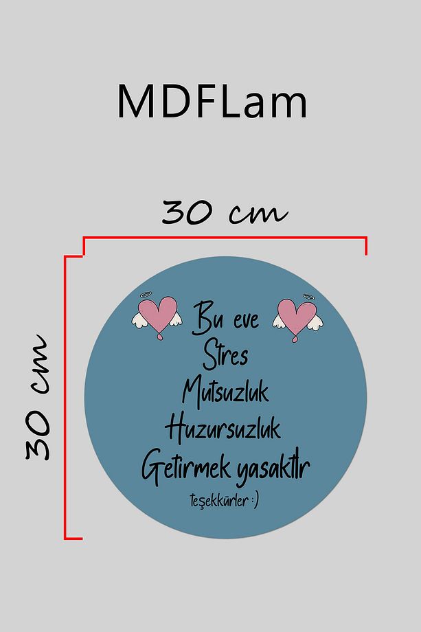 Modern Ahşap Kapı Süsü - Mavi Zemin Bu Ev Stres Yasak Duvar Süsü - Dış Mekan Kapi Susu - 3
