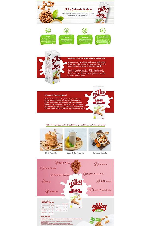 Şekersiz Badem Sütü Glütensiz Bitkisel Bazlı Laktosuz Vegan 4x1 Lt - 2