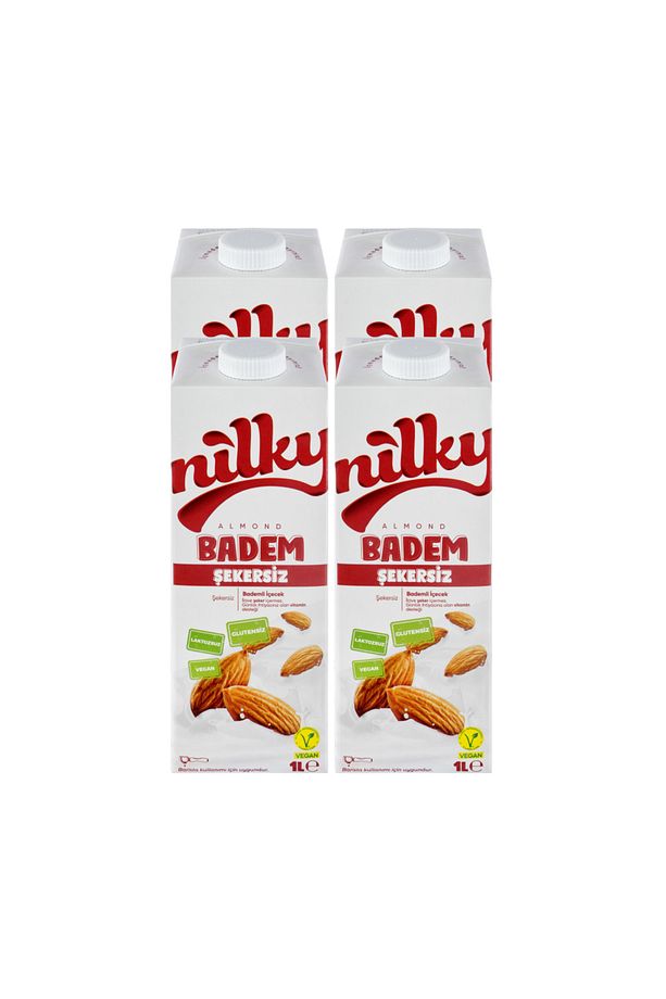 Şekersiz Badem Sütü Glütensiz Bitkisel Bazlı Laktosuz Vegan 4x1 Lt - 1