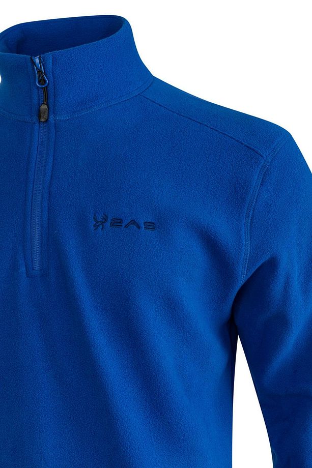 Cedric Erkek Yarım Fermuarlı İnce Polar Sweatshirt Mavi - 3