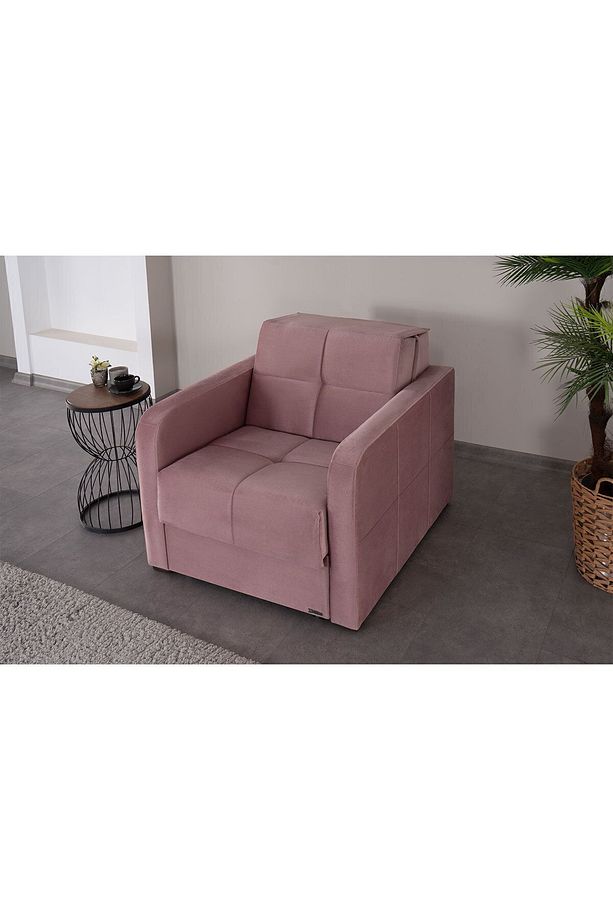 Adonis Tekli Tek Kişilik 70*190 Yatak Olabilen Koltuk, Anne Koltuğu Pembe - 4