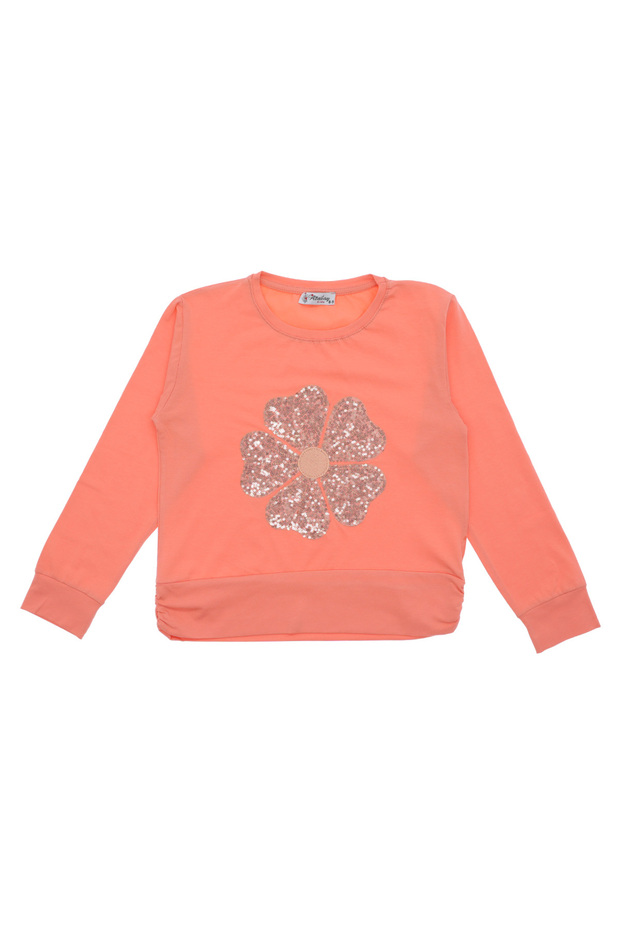 Kız Çocuk Bluz Taşlı Pullu Çiçek Baskılı - 1