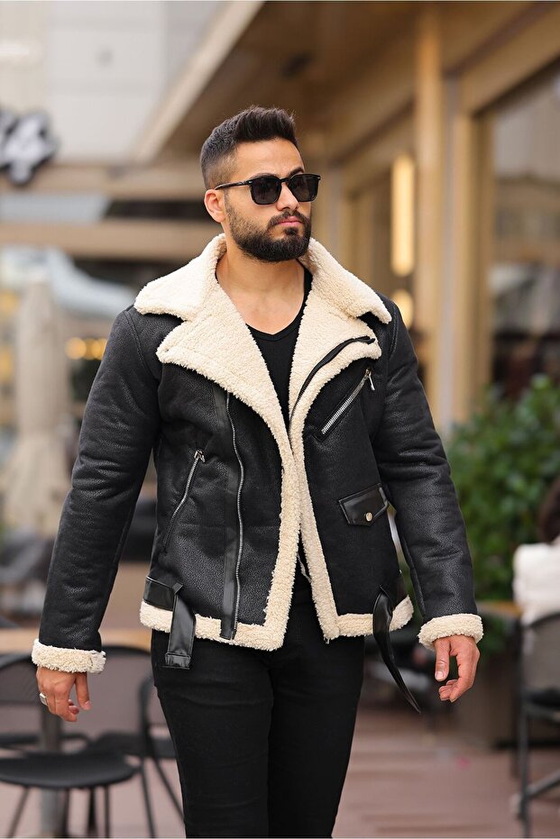 LAMINATED LEATHER DOUBLE-BREASTED COAT