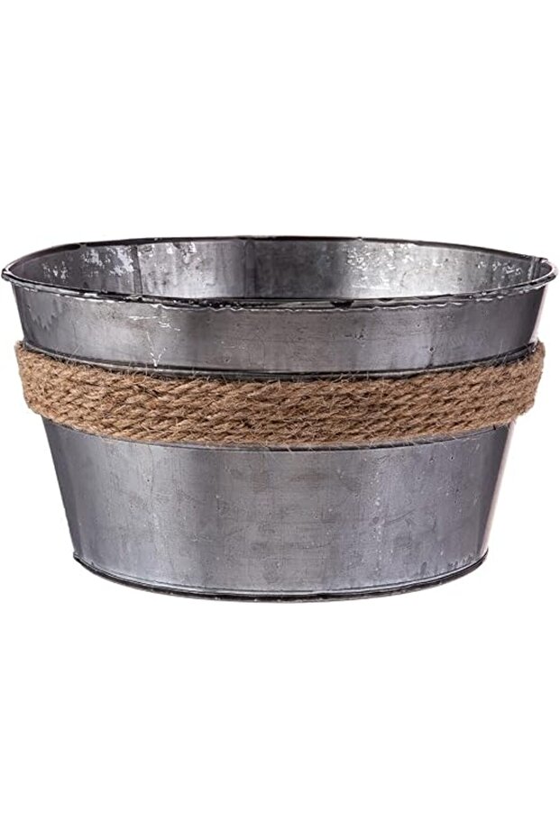 Tin Bucket 21Cm X 21Cm X 12Cm Grey