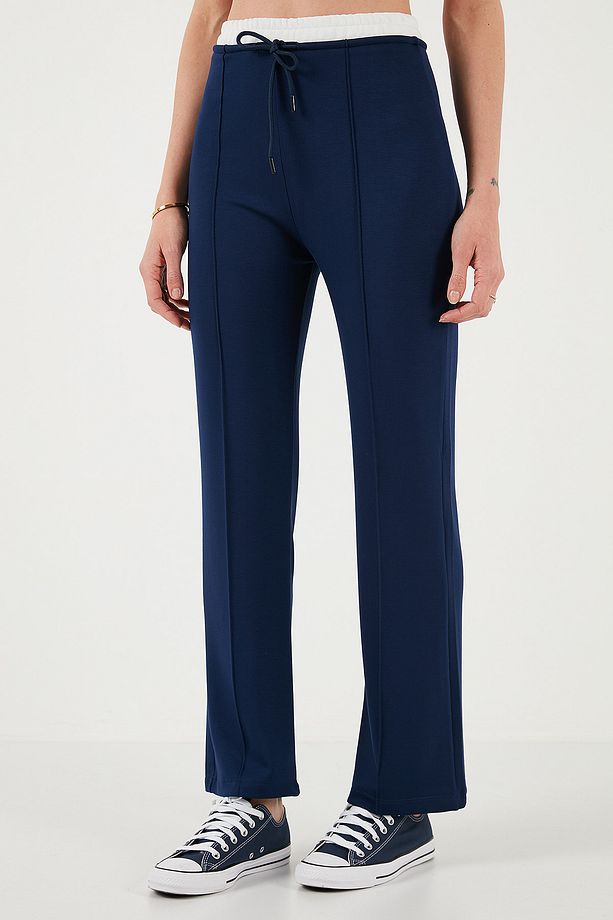 Streç Slim Fit Yüksek Bel Geniş Paça Çimalı Eşofman Altı EŞOFMAN ALTI 5866078 - 6