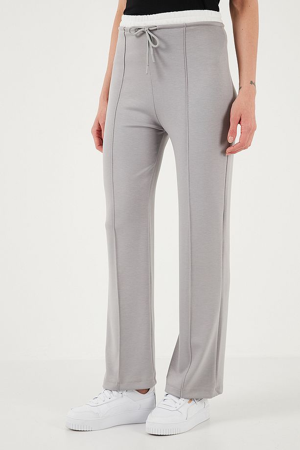 Streç Slim Fit Yüksek Bel Geniş Paça Çimalı Eşofman Altı EŞOFMAN ALTI 5866078 - 6