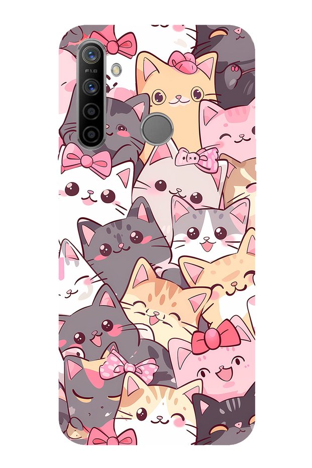 Realme 5I - 6I - C3 Compatible Cute Cats Transparent Silicone Case