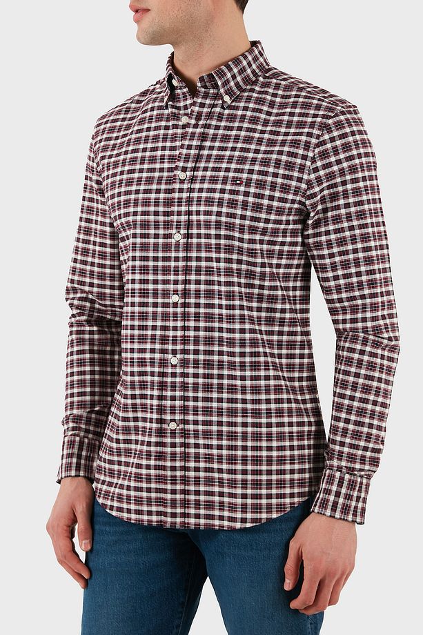 % 100 Pamuk Slim Fit Kareli Gömlek Erkek GÖMLEK MW0MW37567 0KP - 4