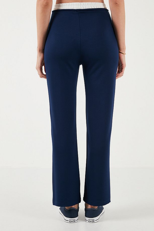 Streç Slim Fit Yüksek Bel Geniş Paça Çimalı Eşofman Altı EŞOFMAN ALTI 5866078 - 8