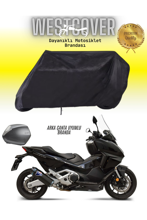 Honda Forza 750 Rear Bag Compatible Black Motorcycle Tarpaulin, Cover