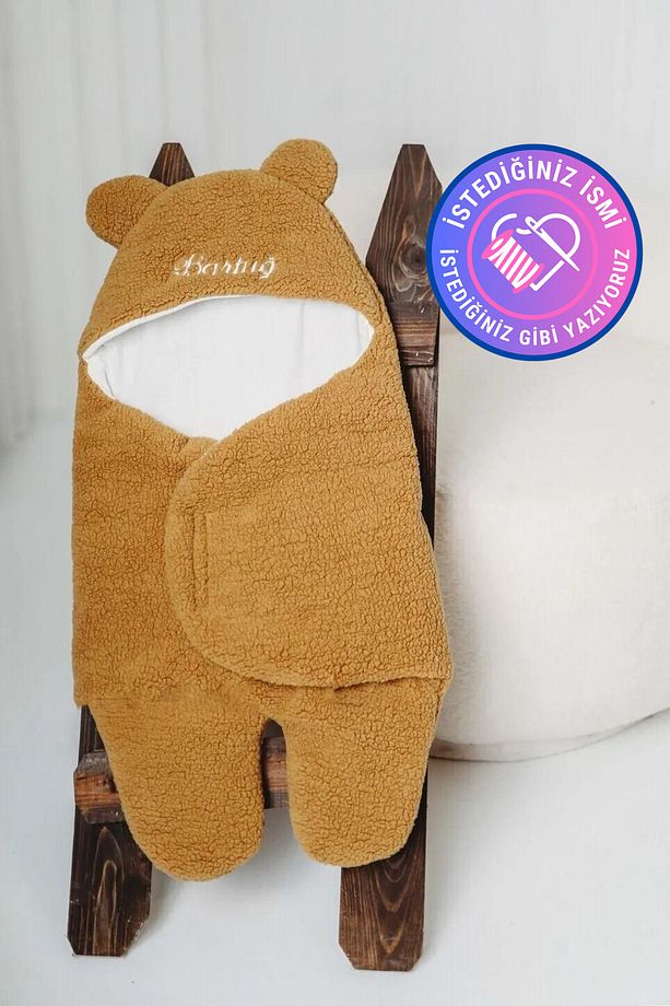 Bebek Dış Kundak Uyku Tulumu Kıvırcık Wellsoft Peluş Istediğiniz Ismi Nakışla Yazıyoruz - 1