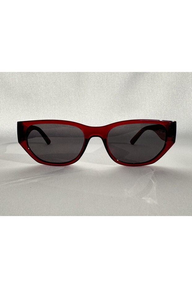 Claret Red Cateye Model Sunglasses - Black Glass Colored Wave