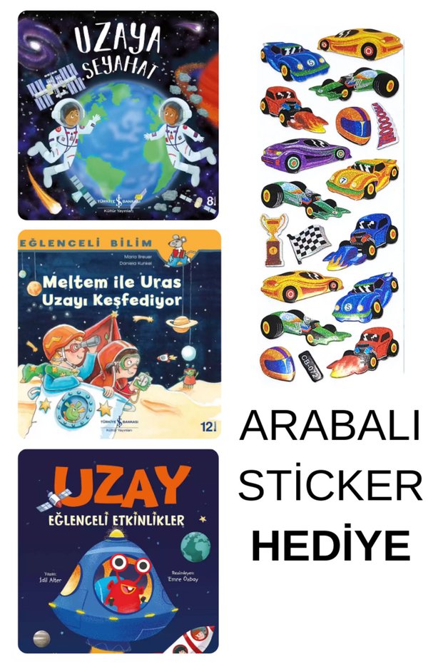Car Sticker with Gift - Preschool Illustrated Books Fairy Tales - UZAY SERİSİ