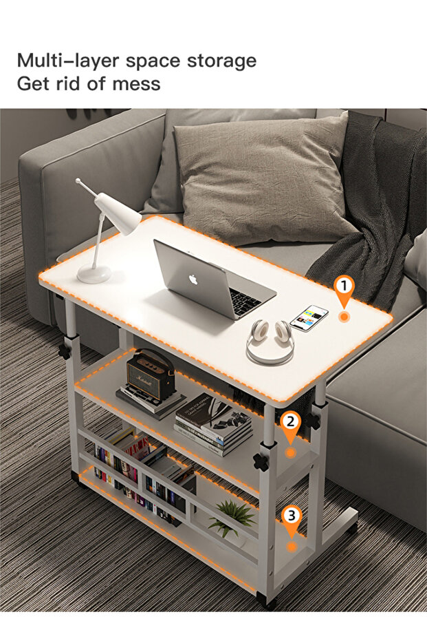 Bedside Table Simple Lifting Computer Table Movable Household Double-layer Learning Office Table - 4