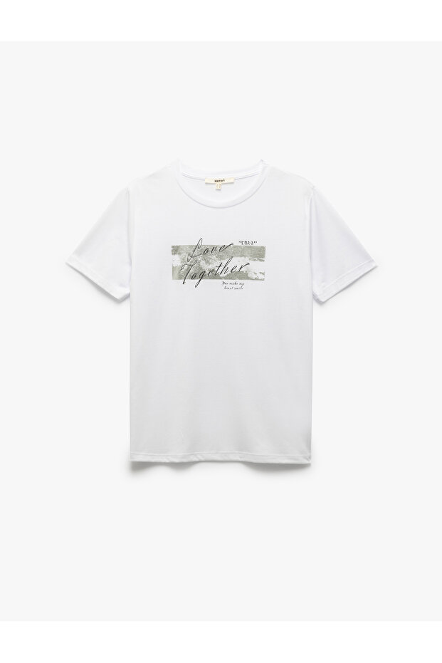 Women's Short Sleeve Crew Neck Metallic Printed T-Shirt