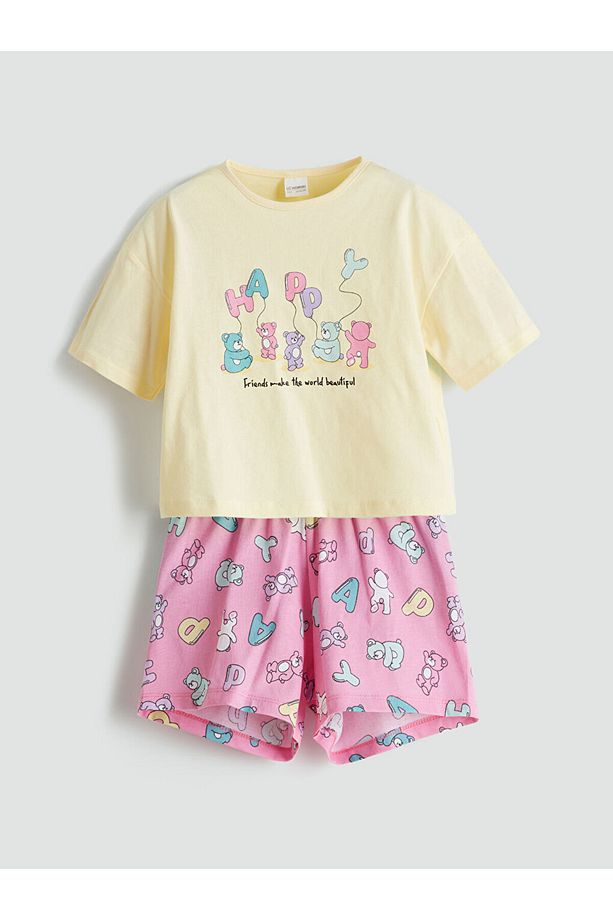 LCW Kids Baskılı Kız Çocuk Şortlu Pijama Takım - 1