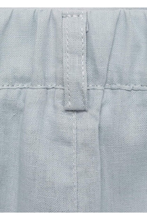 Keten karışımlı bermuda şort - 4