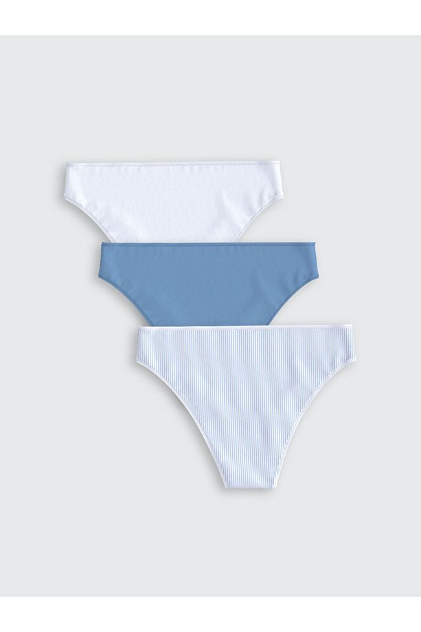 LCW DREAM Mavi Çizgili Brazilian Külot 3'lü Paket - 2