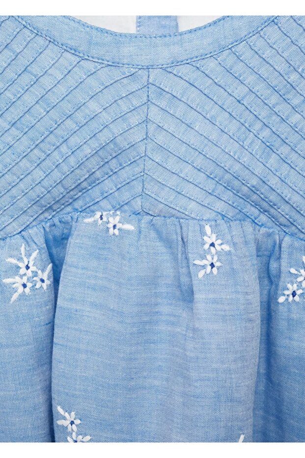 İşlemeli pamuklu elbise - 5